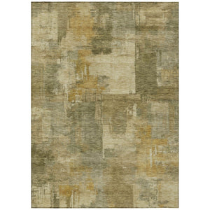 HomeRoots 5' Abstract Washable Area Rug in Khaki Beige and Wheat - Durable for Indoor & Outdoor Use 10' X 14' 630782