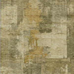 HomeRoots 5' Abstract Washable Area Rug in Khaki Beige and Wheat - Durable for Indoor & Outdoor Use 10' X 14' 630782