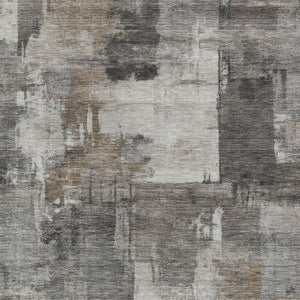 HomeRoots 5' Modern Abstract Washable Area Rug in Pewter, Khaki & Charcoal for Indoor/Outdoor Spaces 8' X 10' 630786