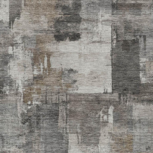 HomeRoots 5' Modern Abstract Washable Area Rug in Pewter, Khaki & Charcoal for Indoor/Outdoor Spaces 8' X 10' 630786