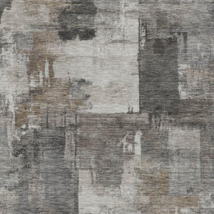HomeRoots 5' Modern Abstract Washable Area Rug in Pewter, Khaki & Charcoal for Indoor/Outdoor Spaces 9' X 12' 630787
