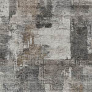 HomeRoots 5' Modern Abstract Washable Area Rug in Pewter, Khaki & Charcoal for Indoor/Outdoor Spaces 10' X 14' 630788