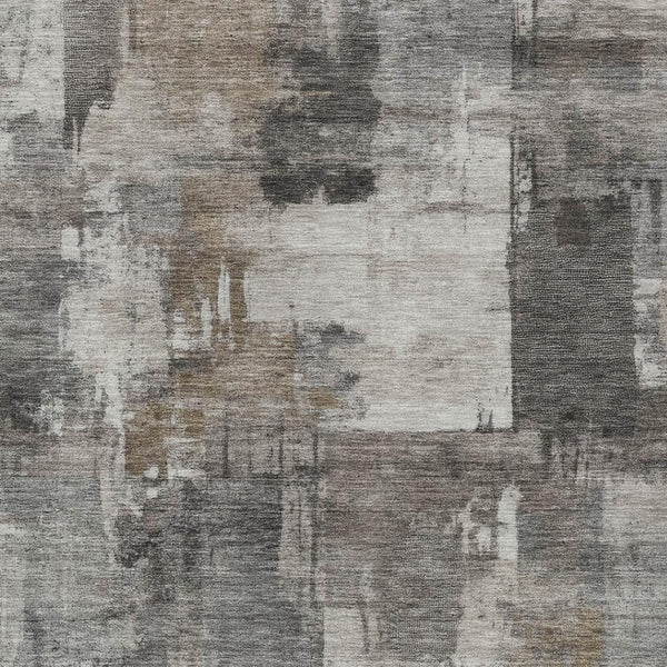 HomeRoots 5' Modern Abstract Washable Area Rug in Pewter, Khaki & Charcoal for Indoor/Outdoor Spaces 10' X 14' 630788