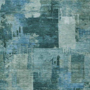 HomeRoots 5' Coastal-Inspired Teal Blue and Aqua Abstract Area Rug for Indoor/Outdoor High-Traffic Use 8' X 10' 630792