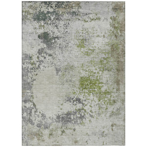 HomeRoots 5' Modern Abstract Linen Fern Green and Beige Area Rug for Stylish Indoor and Outdoor Spaces 5' X 8' 630796