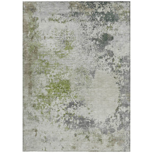 HomeRoots 5' Modern Abstract Linen Fern Green and Beige Area Rug for Stylish Indoor and Outdoor Spaces 5' X 8' 630796