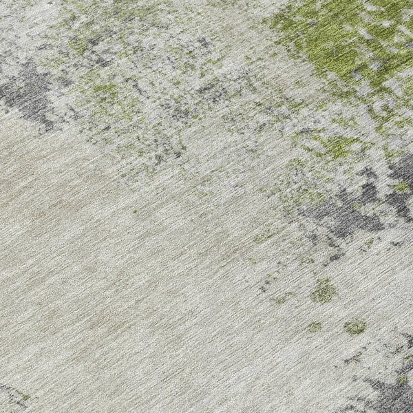 HomeRoots 5' Modern Abstract Linen Fern Green and Beige Area Rug for Stylish Indoor and Outdoor Spaces 5' X 8' 630796