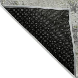 HomeRoots 5' Modern Abstract Linen Fern Green and Beige Area Rug for Stylish Indoor and Outdoor Spaces 8' Round 630797