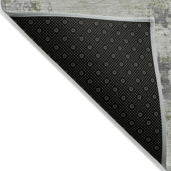 HomeRoots 5' Modern Abstract Linen Fern Green and Beige Area Rug for Stylish Indoor and Outdoor Spaces 8' Round 630797