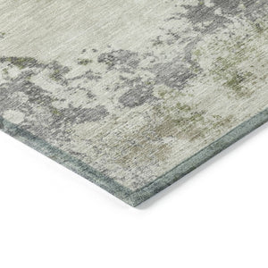 HomeRoots 5' Modern Abstract Linen Fern Green and Beige Area Rug for Stylish Indoor and Outdoor Spaces 8' Round 630797