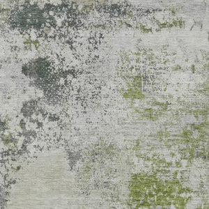 HomeRoots 5' Modern Abstract Linen Fern Green and Beige Area Rug for Stylish Indoor and Outdoor Spaces 8' X 10' 630798