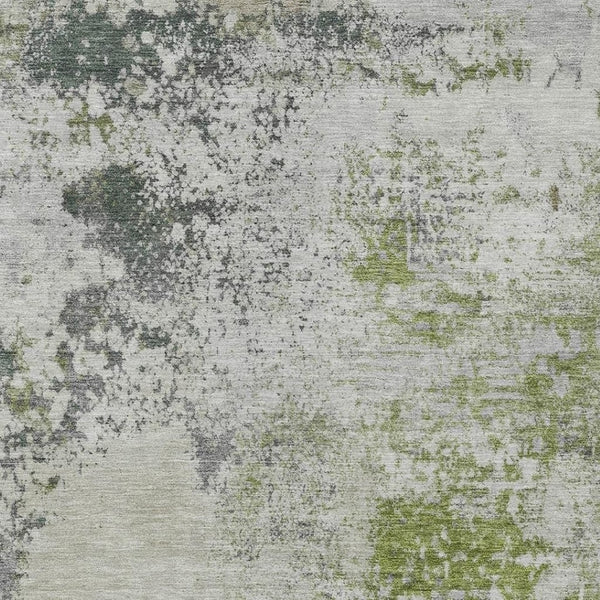 HomeRoots 5' Modern Abstract Linen Fern Green and Beige Area Rug for Stylish Indoor and Outdoor Spaces 8' X 10' 630798