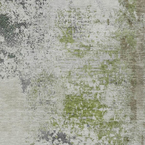 HomeRoots 5' Modern Abstract Linen Fern Green and Beige Area Rug for Stylish Indoor and Outdoor Spaces 9' X 12' 630799