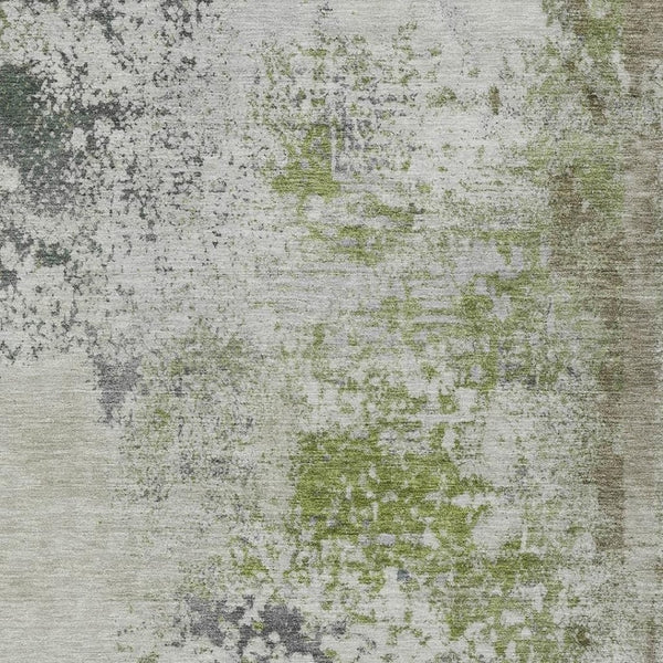 HomeRoots 5' Modern Abstract Linen Fern Green and Beige Area Rug for Stylish Indoor and Outdoor Spaces 9' X 12' 630799