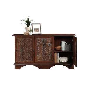 English Elm Storage Cabinet - Stylish Brown Finish With Graphic Tile Design For Organized Living Spaces & Offices B356P402715-GIGA