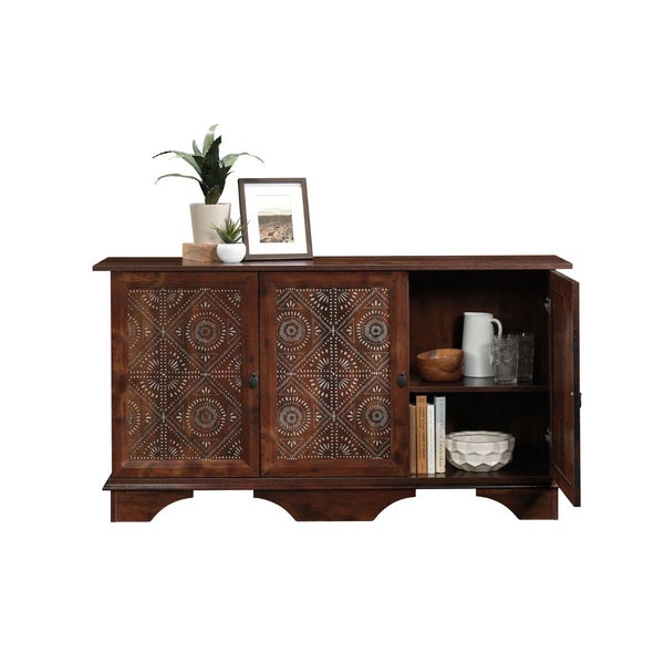 English Elm Storage Cabinet - Stylish Brown Finish With Graphic Tile Design For Organized Living Spaces & Offices B356P402715-GIGA