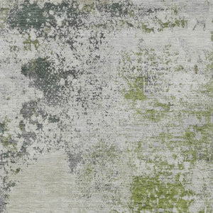 HomeRoots 5' Modern Abstract Linen Fern Green and Beige Area Rug for Stylish Indoor and Outdoor Spaces 10' X 14' 630800
