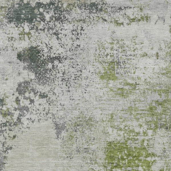 HomeRoots 5' Modern Abstract Linen Fern Green and Beige Area Rug for Stylish Indoor and Outdoor Spaces 10' X 14' 630800