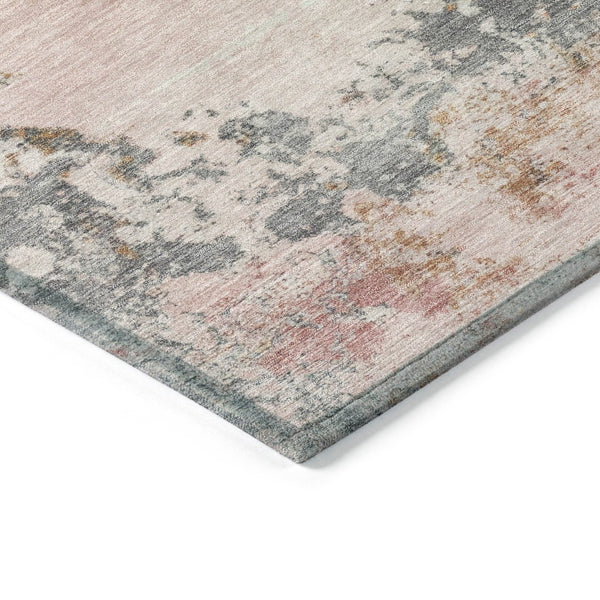HomeRoots 5' Abstract Area Rug in Pink, Charcoal & Copper – Stylish, Washable, Durable for Indoor & Outdoor Use 8' X 10' 630804
