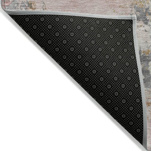 HomeRoots 5' Abstract Area Rug in Pink, Charcoal & Copper – Stylish, Washable, Durable for Indoor & Outdoor Use 9' X 12' 630805