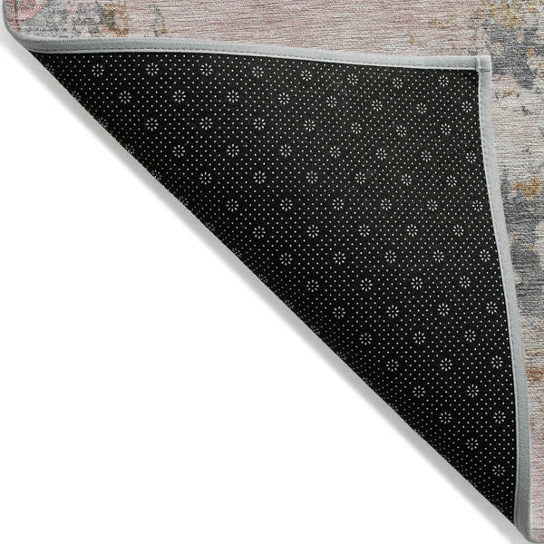 HomeRoots 5' Abstract Area Rug in Pink, Charcoal & Copper – Stylish, Washable, Durable for Indoor & Outdoor Use 9' X 12' 630805