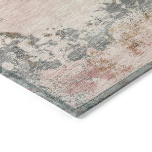 HomeRoots 5' Abstract Area Rug in Pink, Charcoal & Copper – Stylish, Washable, Durable for Indoor & Outdoor Use 9' X 12' 630805