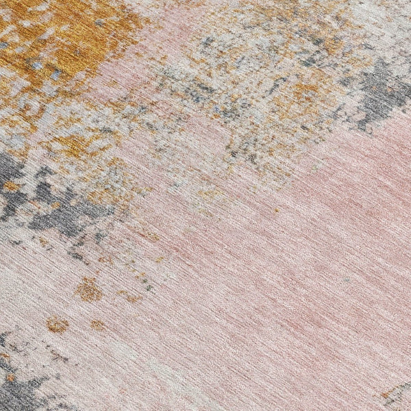 HomeRoots 5' Abstract Area Rug in Pink, Charcoal & Copper – Stylish, Washable, Durable for Indoor & Outdoor Use 10' X 14' 630806