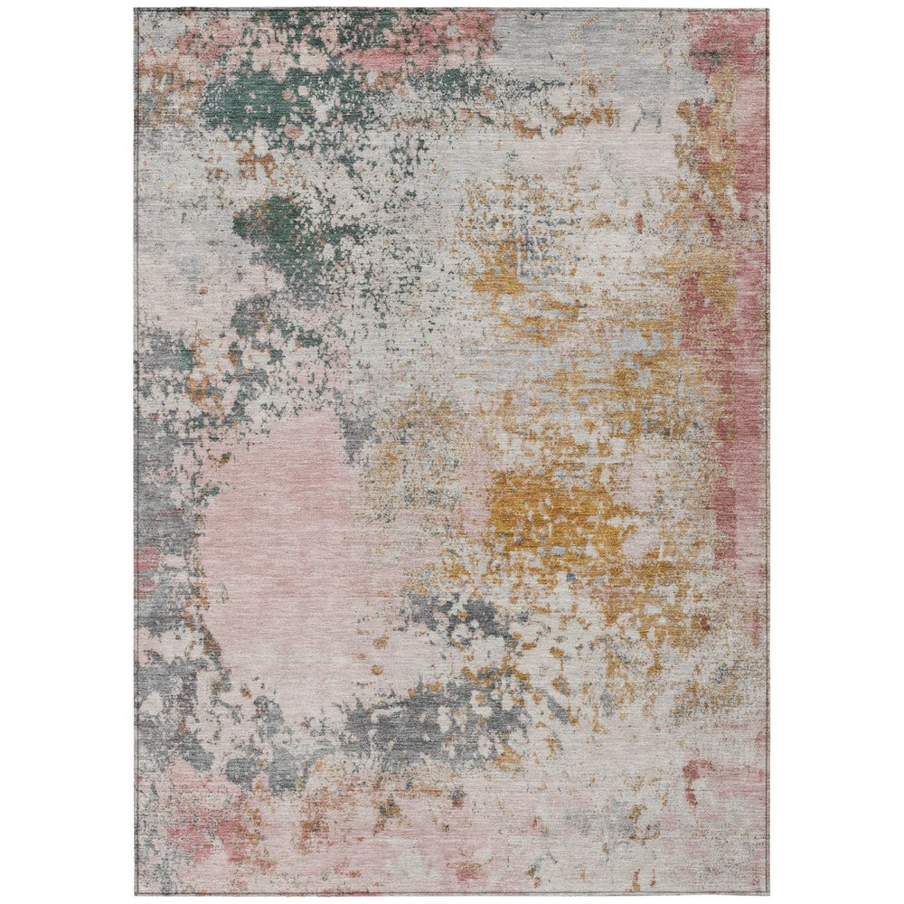 HomeRoots 5' Abstract Area Rug in Pink, Charcoal & Copper – Stylish, Washable, Durable for Indoor & Outdoor Use 10' X 14' 630806