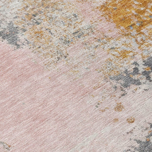 HomeRoots 5' Abstract Area Rug in Pink, Charcoal & Copper – Stylish, Washable, Durable for Indoor & Outdoor Use 10' X 14' 630806