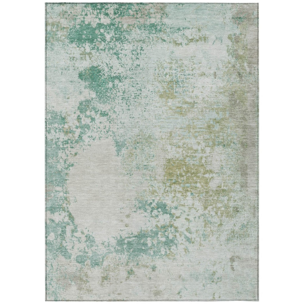 HomeRoots 5' Abstract Washable Area Rug in Beige, Teal, and Ivory – Stylish, Durable, Indoor/Outdoor Essential 5' X 8' 630808
