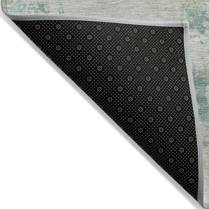 HomeRoots 5' Abstract Washable Area Rug in Beige, Teal, and Ivory – Stylish, Durable, Indoor/Outdoor Essential 8' Round 630809