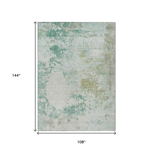 HomeRoots 5' Abstract Washable Area Rug in Beige, Teal, and Ivory – Stylish, Durable, Indoor/Outdoor Essential 9' X 12' 630811