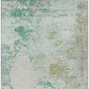 HomeRoots 5' Abstract Washable Area Rug in Beige, Teal, and Ivory – Stylish, Durable, Indoor/Outdoor Essential 10' X 14' 630812