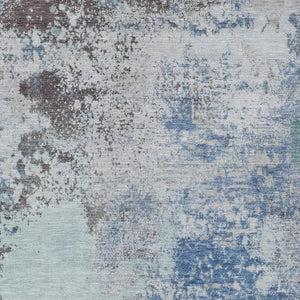 HomeRoots 5' Turquoise Denim Blue and Gray Abstract Area Rug - Modern, Durable, Washable for Indoor/Outdoor Use 5' X 8' 630814