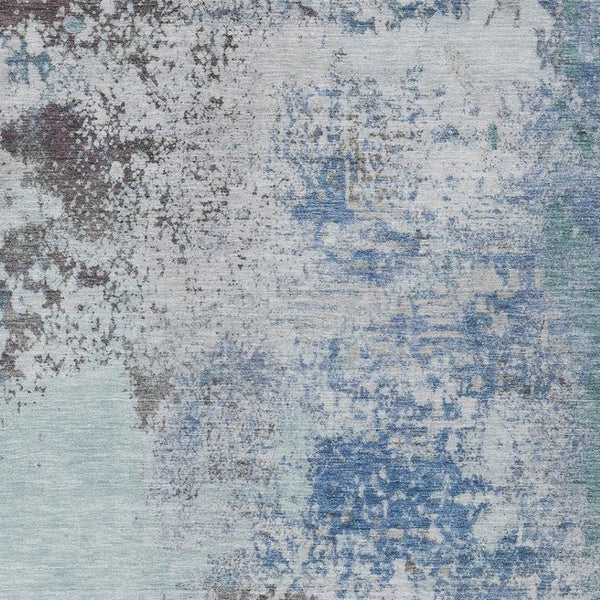 HomeRoots 5' Turquoise Denim Blue and Gray Abstract Area Rug - Modern, Durable, Washable for Indoor/Outdoor Use 9' X 12' 630817