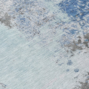 HomeRoots 5' Turquoise Denim Blue and Gray Abstract Area Rug - Modern, Durable, Washable for Indoor/Outdoor Use 10' X 14' 630818