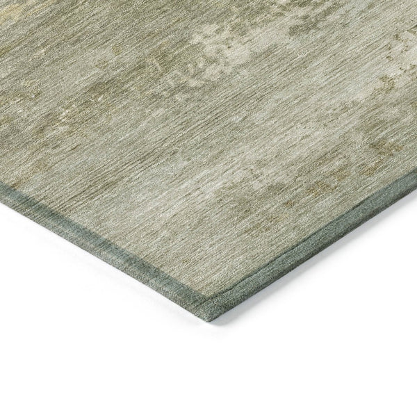 HomeRoots 5' Chic Beige and Fern Green Abstract Washable Area Rug for Indoor and Outdoor Living Spaces 8' Round 630827