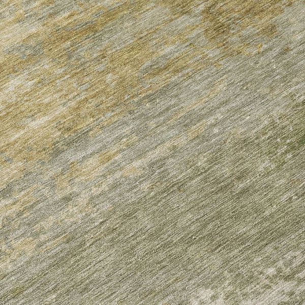 HomeRoots 5' Chic Beige and Fern Green Abstract Washable Area Rug for Indoor and Outdoor Living Spaces 8' Round 630827