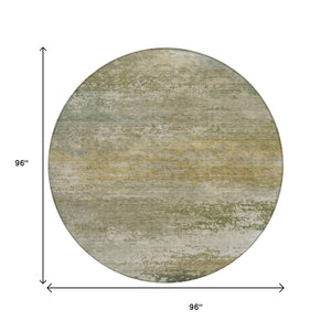 HomeRoots 5' Chic Beige and Fern Green Abstract Washable Area Rug for Indoor and Outdoor Living Spaces 8' Round 630827