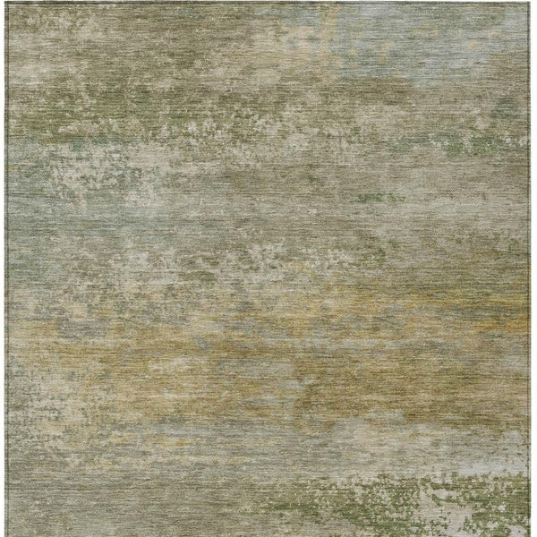 HomeRoots 5' Chic Beige and Fern Green Abstract Washable Area Rug for Indoor and Outdoor Living Spaces 8' X 10' 630828