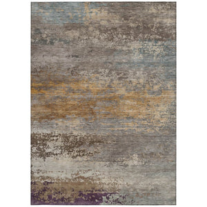 HomeRoots 5' Stylish Brown, Gray & Purple Abstract Washable Area Rug for Indoor & Outdoor Spaces, Durable Design 5' X 8' 630832