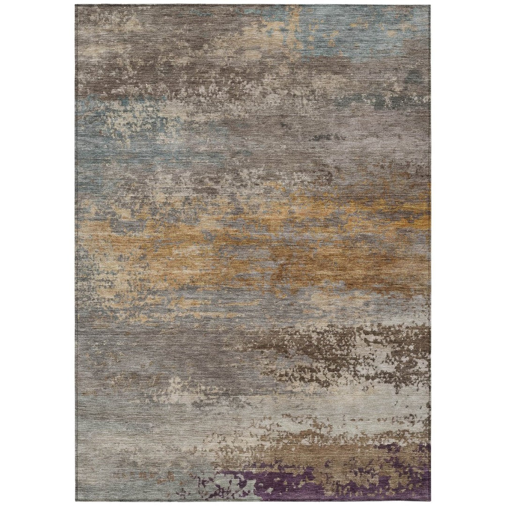 HomeRoots 5' Stylish Brown, Gray & Purple Abstract Washable Area Rug for Indoor & Outdoor Spaces, Durable Design 5' X 8' 630832