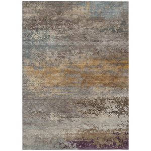 HomeRoots 5' Stylish Brown, Gray & Purple Abstract Washable Area Rug for Indoor & Outdoor Spaces, Durable Design 5' X 8' 630832