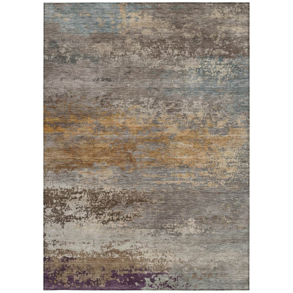 HomeRoots 5' Stylish Brown, Gray & Purple Abstract Washable Area Rug for Indoor & Outdoor Spaces, Durable Design 9' X 12' 630835