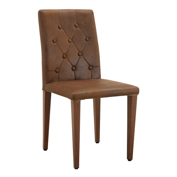 English Elm 4-piece Brown Suede Dining Chair Set with Tufted Back and Walnut Metal Legs W1151P361169