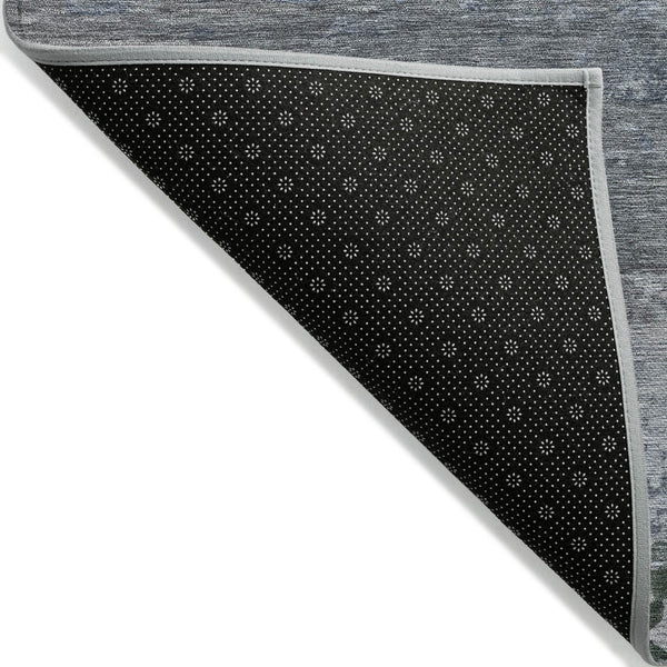 HomeRoots 5' Modern Abstract Area Rug in Pewter, Navy Blue & Charcoal – Durable, Washable for Indoor/Outdoor Use 5' X 8' 630844