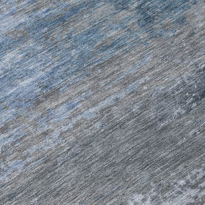 HomeRoots 5' Modern Abstract Area Rug in Pewter, Navy Blue & Charcoal – Durable, Washable for Indoor/Outdoor Use 5' X 8' 630844