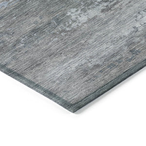 HomeRoots 5' Modern Abstract Area Rug in Pewter, Navy Blue & Charcoal – Durable, Washable for Indoor/Outdoor Use 8' Round 630845