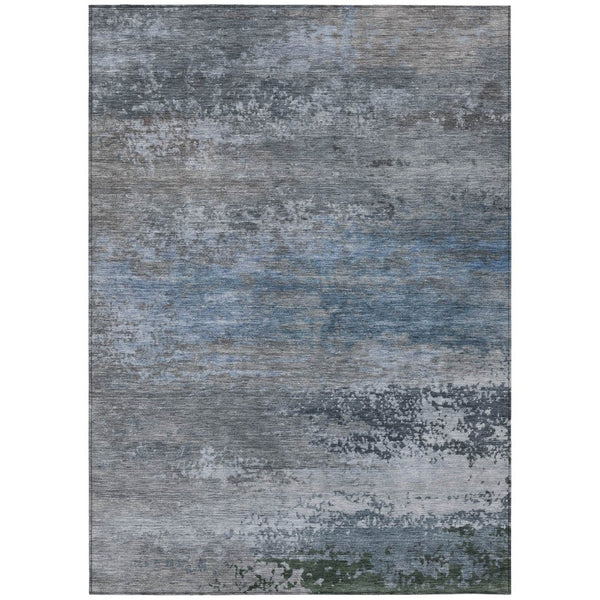 HomeRoots 5' Modern Abstract Area Rug in Pewter, Navy Blue & Charcoal – Durable, Washable for Indoor/Outdoor Use 9' X 12' 630847