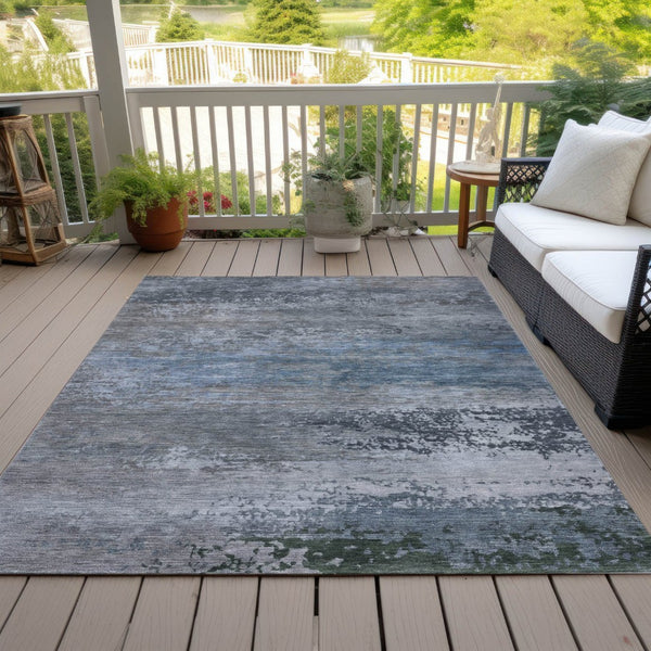 HomeRoots 5' Modern Abstract Area Rug in Pewter, Navy Blue & Charcoal – Durable, Washable for Indoor/Outdoor Use 9' X 12' 630847